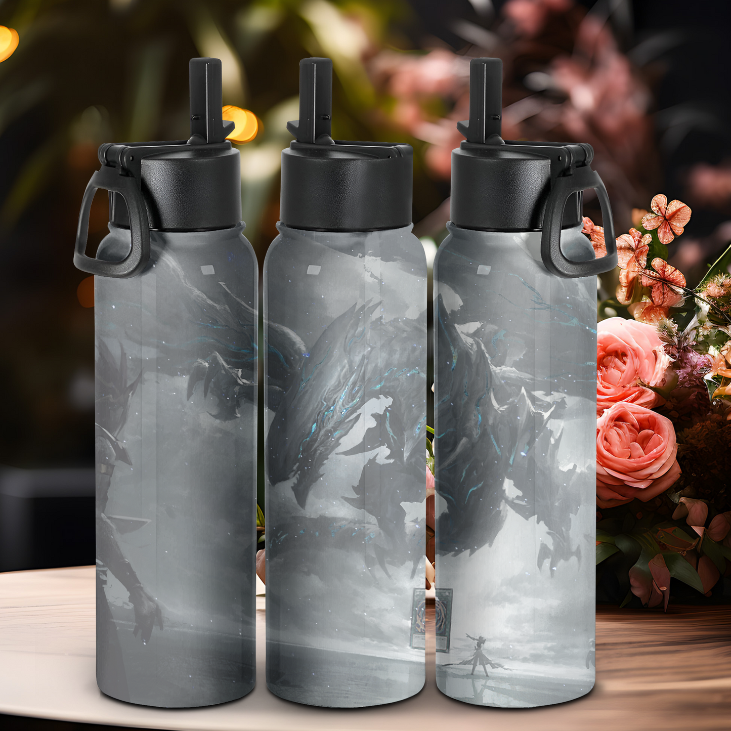 Blue Eyed White Dragon Water Bottle