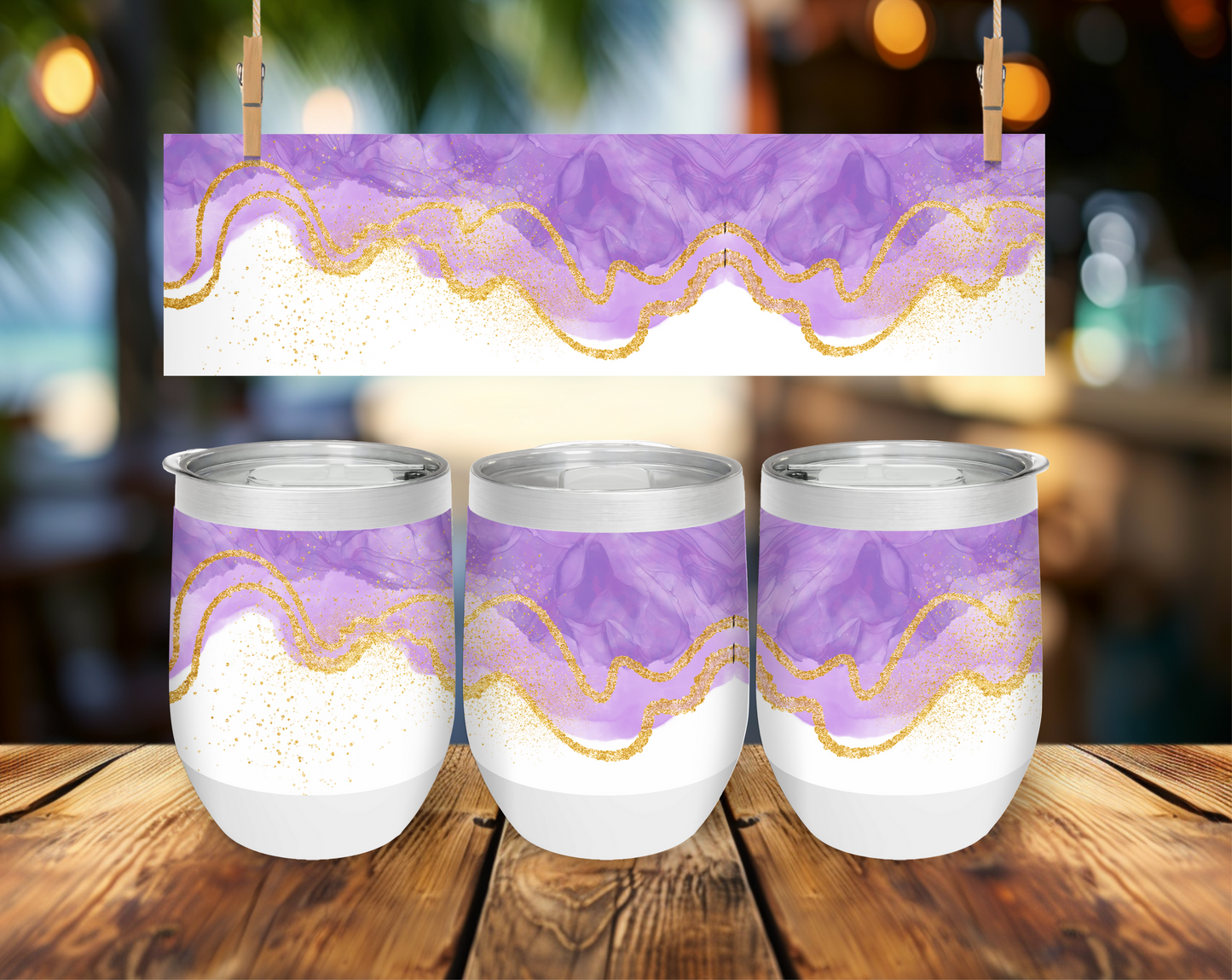 Purple and Gold Marble Short Tumbler