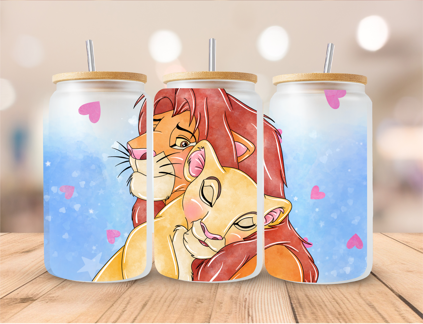 Simba and Nala Love Frosted Glass