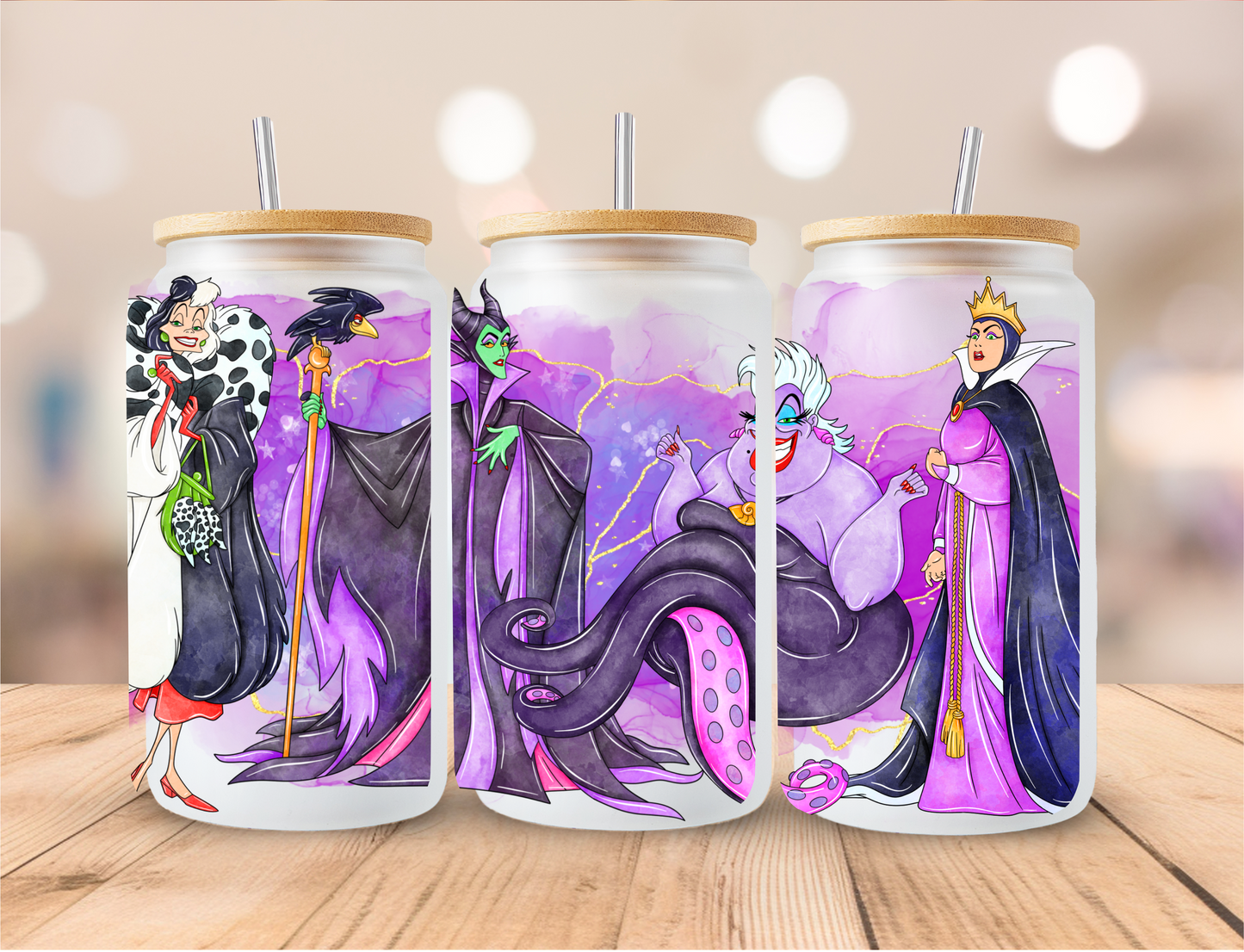 Disney Villans Frosted Glass
