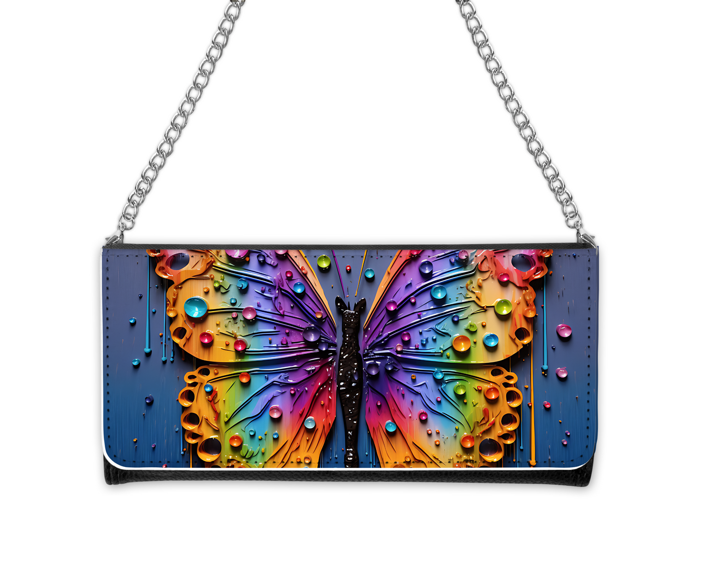 Rainbow Butterfly Drip Purse