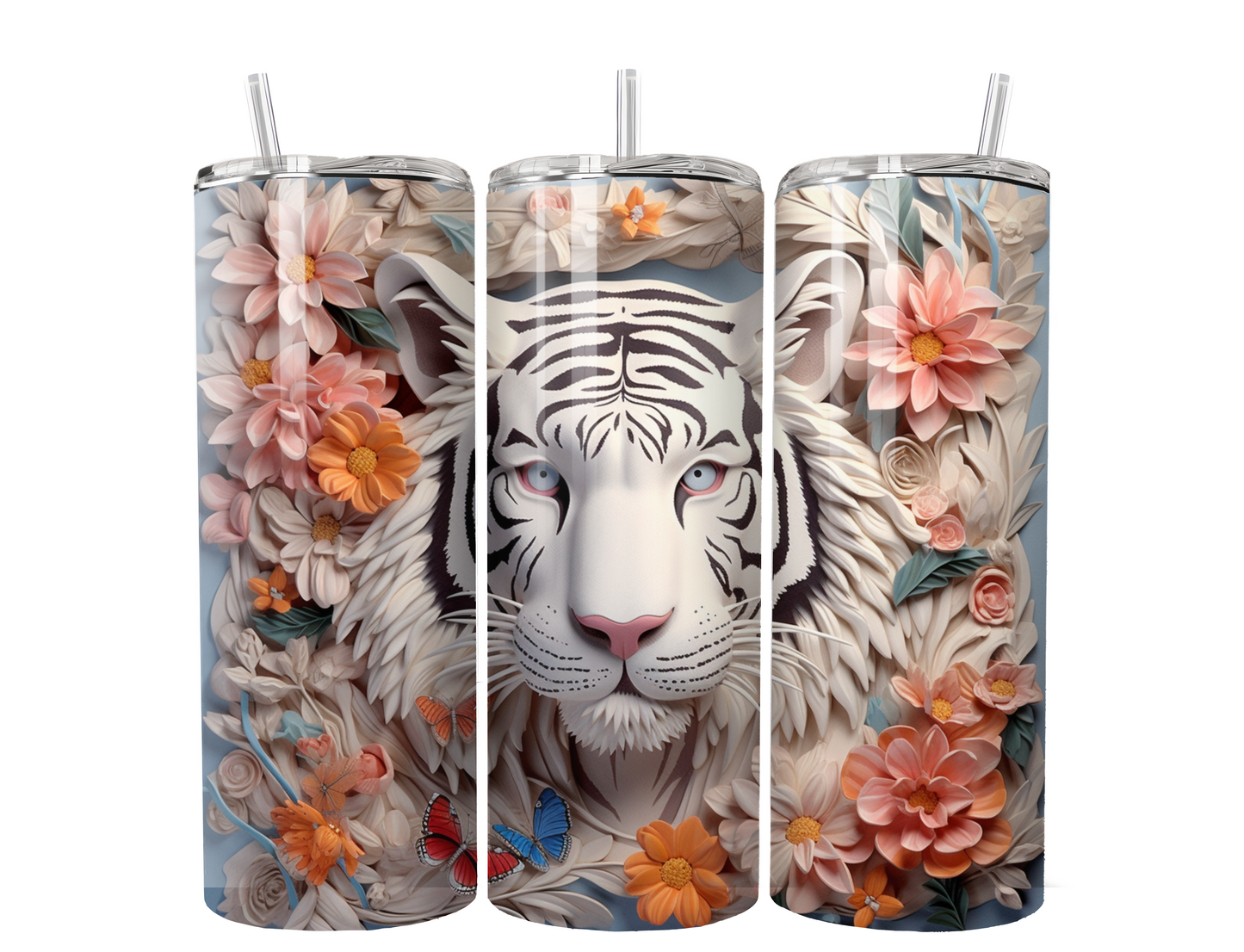 White Tiger 3D Tumbler