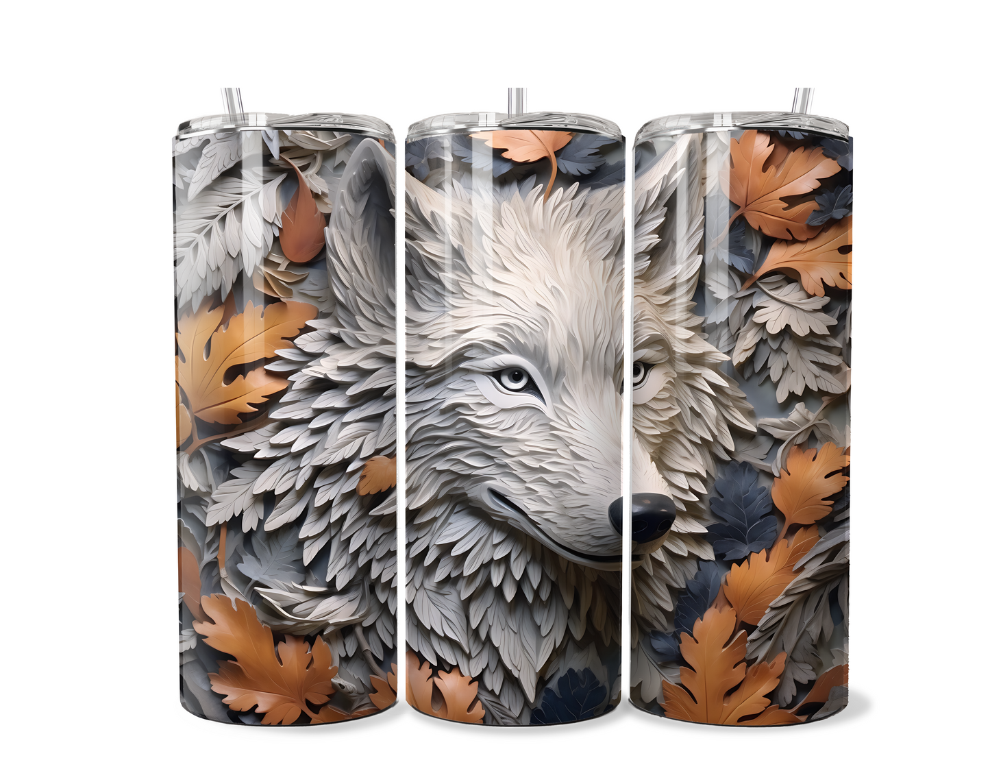 Wolf Porcelain 3D Tumbler