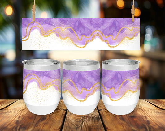 Purple and Gold Marble Short Tumbler