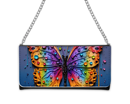 Rainbow Butterfly Drip Purse